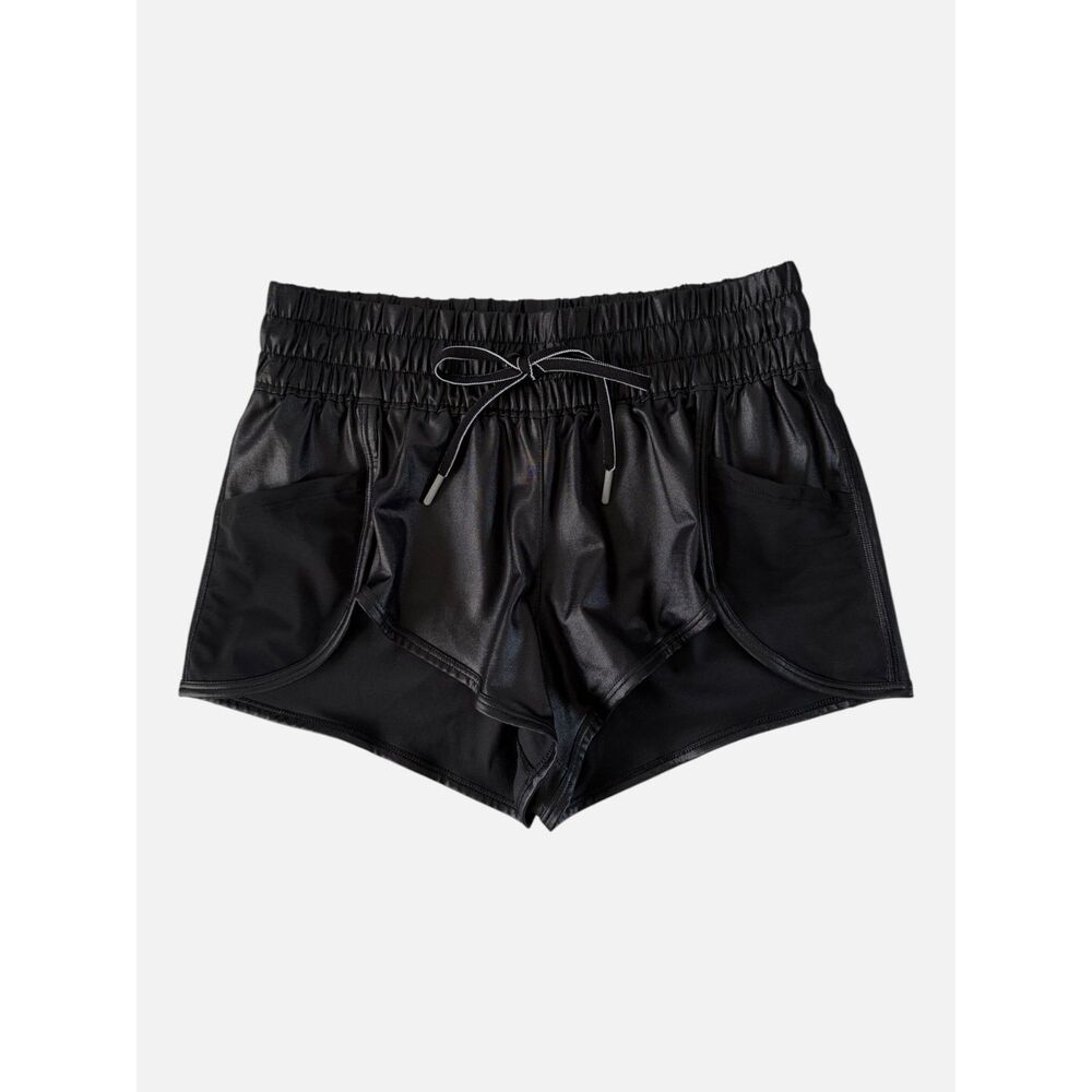 Victoria’s Secret Sport Glossy Black Dolphin Athletic Shorts Pockets XS NWOT